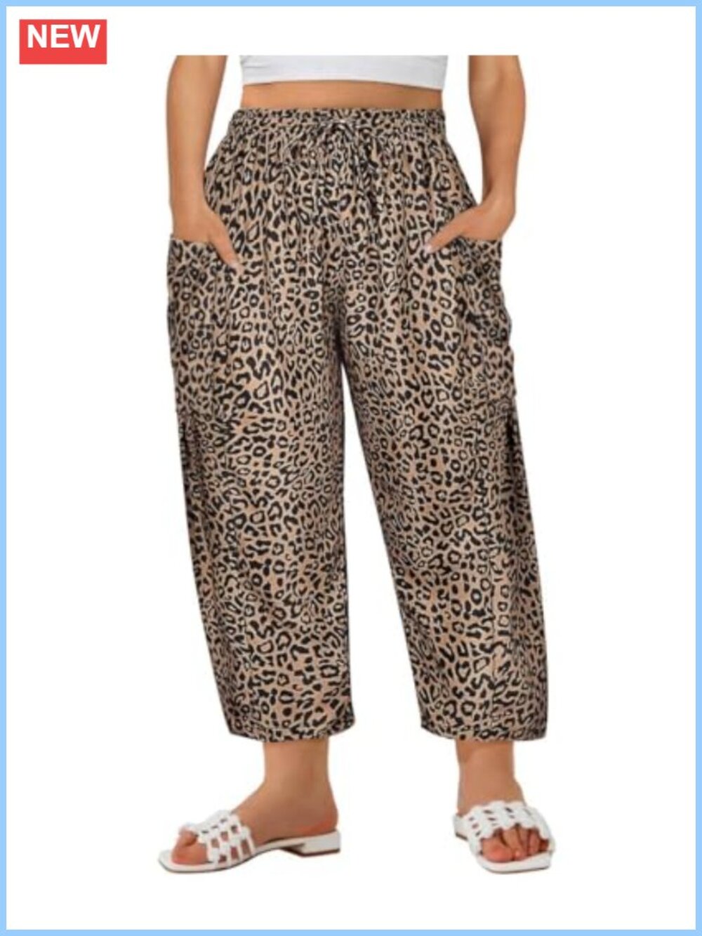 Plus Size Palazzo Harem Pants Drawstring Elastic Waist Pockets Casual